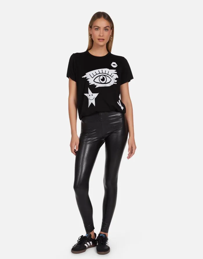 Women039s Wolf X Scribble Eye Elements Black Lauren Moshi Short Sleeve