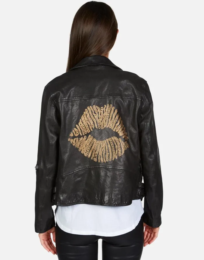 Women039s X Posey X Gold Chain Kiss Black Lauren Moshi Jackets
