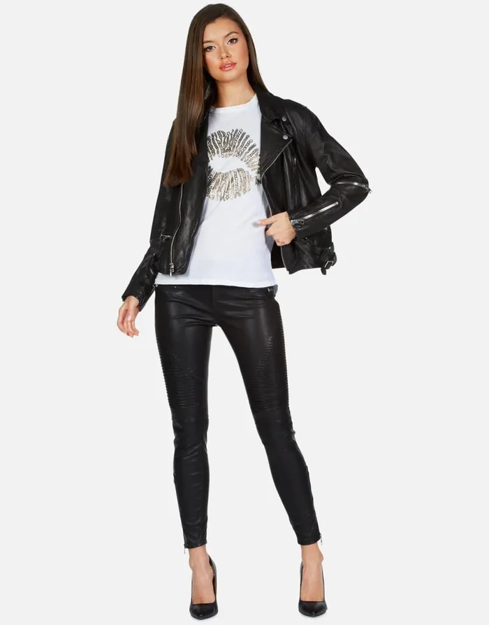 Women039s X Posey X Gold Chain Kiss Black Lauren Moshi Jackets