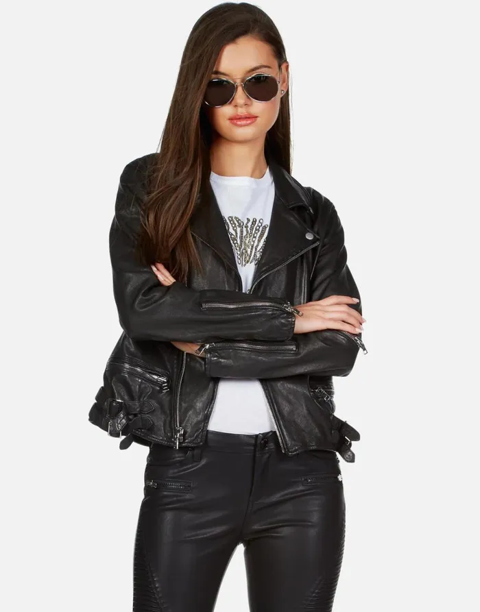 Women039s X Posey X Gold Chain Kiss Black Lauren Moshi Jackets