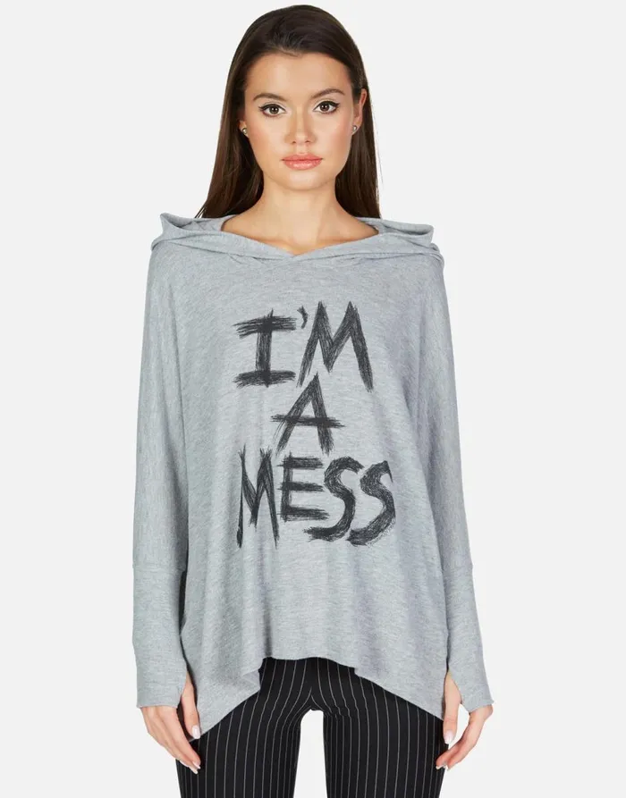 Women039s X Wilma X I039m A Mess Heather Grey Lauren Moshi Hoodies