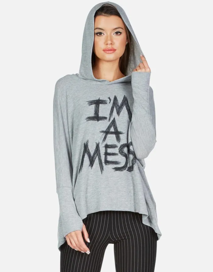 Women039s X Wilma X I039m A Mess Heather Grey Lauren Moshi Hoodies