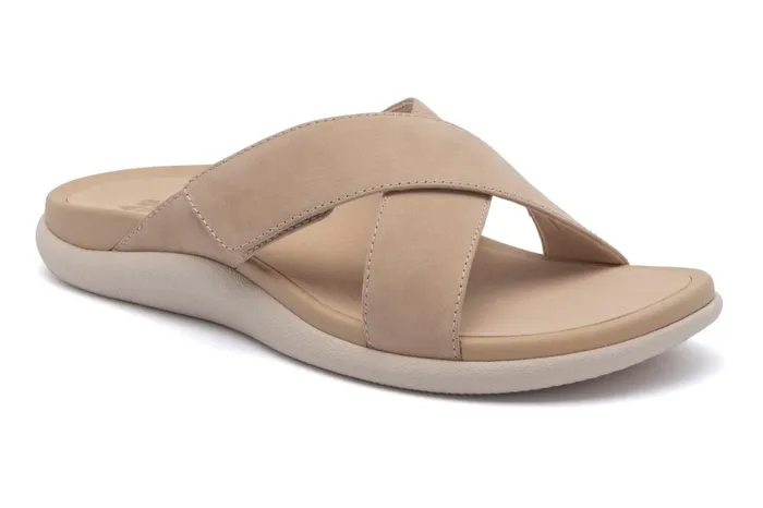 Women ABEO Footwear Sandals Laguna Slide Cuban Sand Leather
