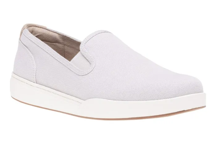 Women ABEO Footwear Sneakers Encore Slip On Taupe Khaki Canvas