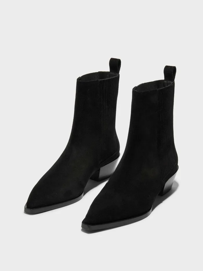 Women Aeyde BELINDA Black Suede Cowboy Boot Aeyde Ankle Boots