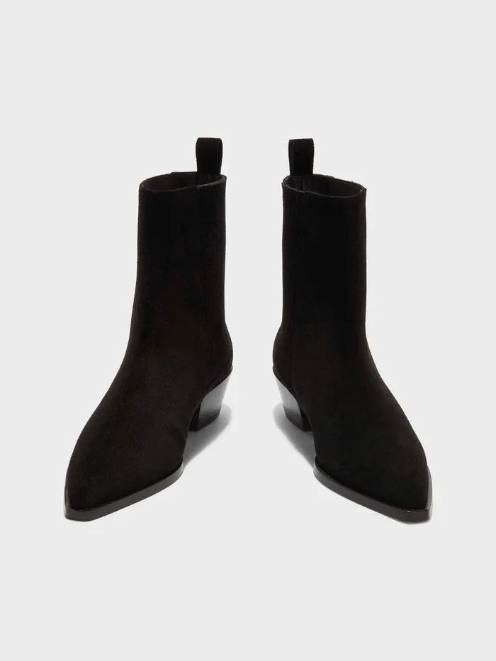 Women Aeyde BELINDA Black Suede Cowboy Boot Aeyde Ankle Boots