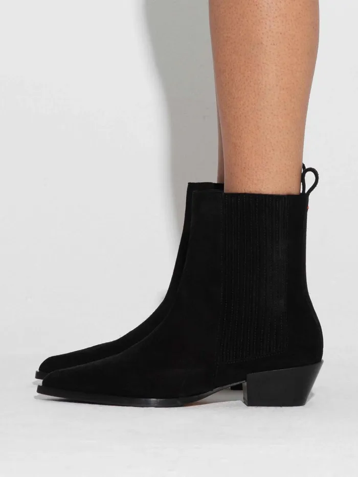 Women Aeyde BELINDA Black Suede Cowboy Boot Aeyde Ankle Boots