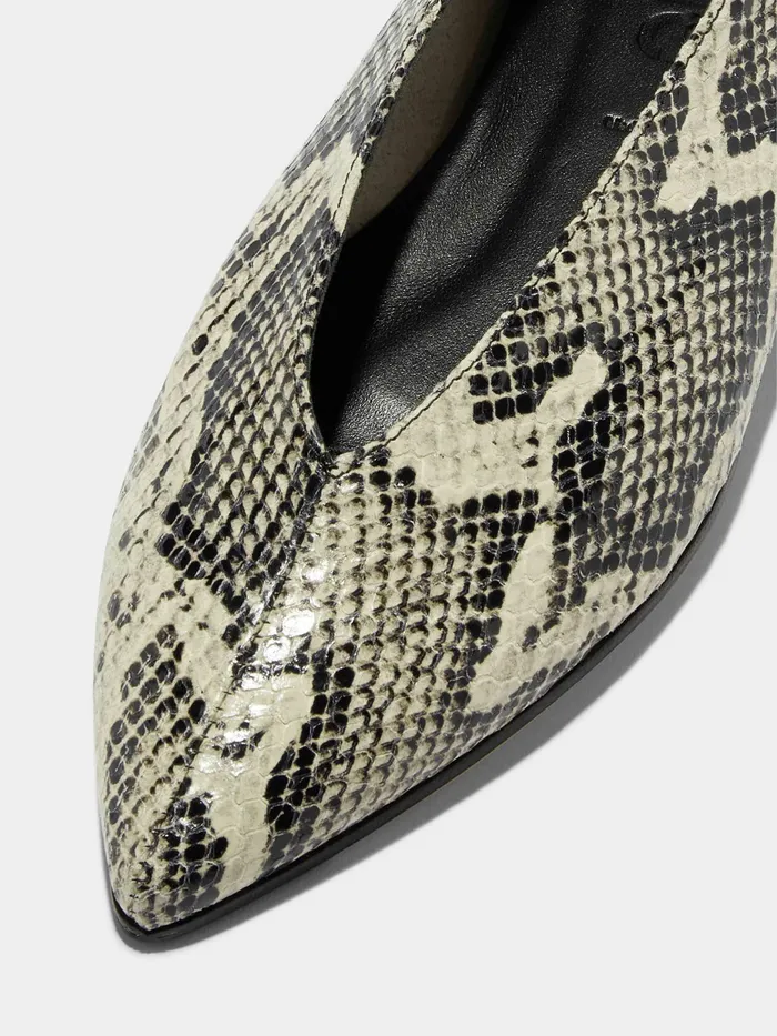 Women Aeyde MOA Creamy Snake Pointed Toe Flat Aeyde Flats