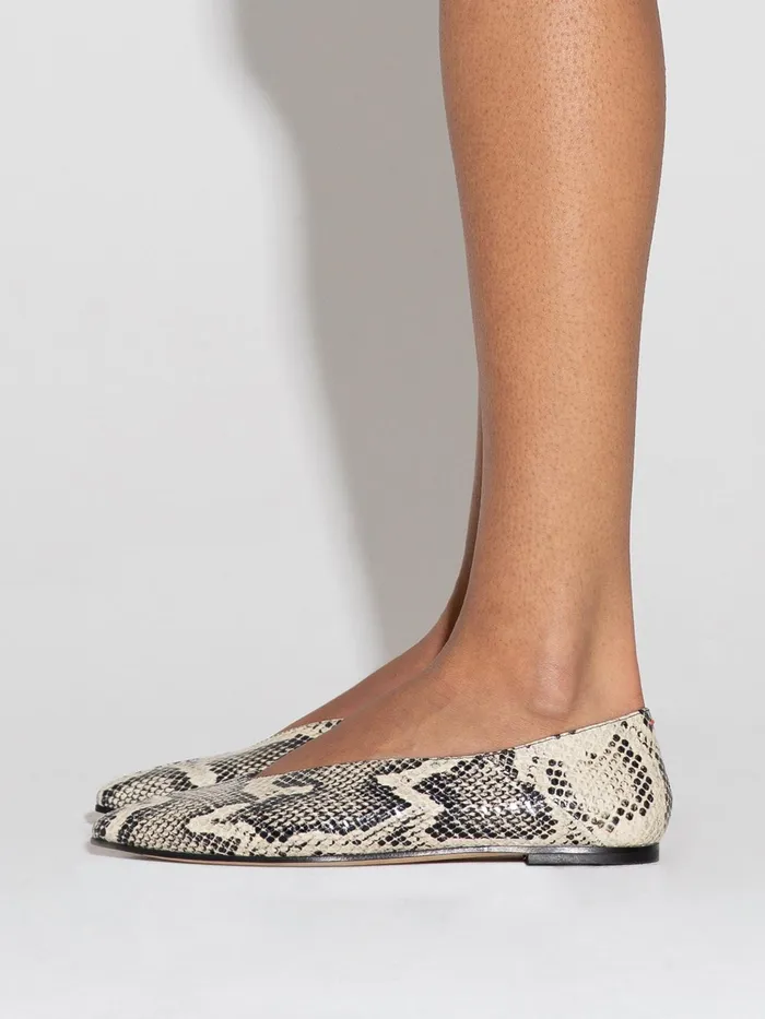 Women Aeyde MOA Creamy Snake Pointed Toe Flat Aeyde Flats