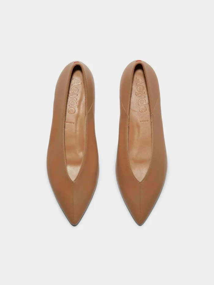Women Aeyde MOA Hazelnut Pointed Toe Flat Aeyde Flats