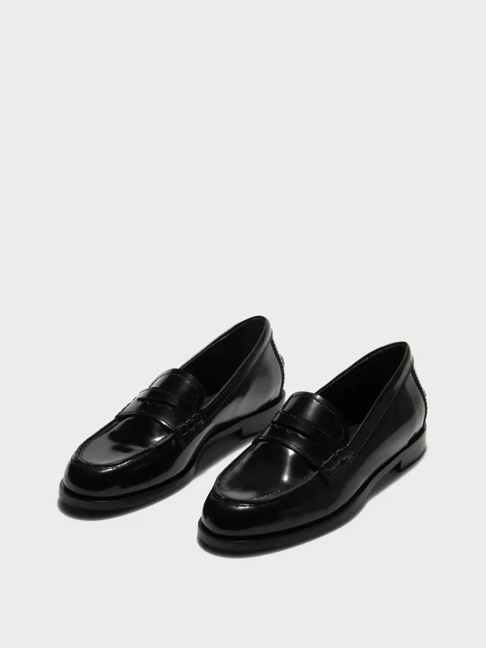 Women Aeyde OSCAR Black Penny Loafer Aeyde Flats