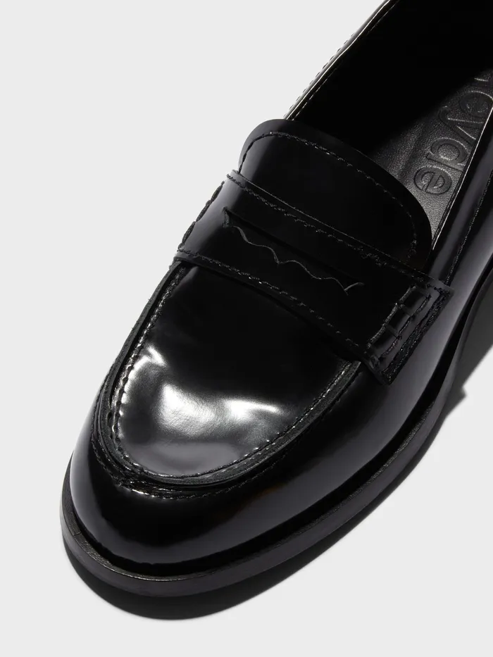 Women Aeyde OSCAR Black Penny Loafer Aeyde Flats