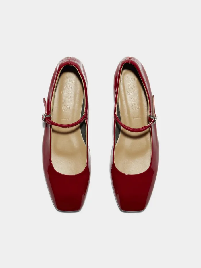 Women Aeyde UMA Cranberry Mary Jane Flat Aeyde Flats