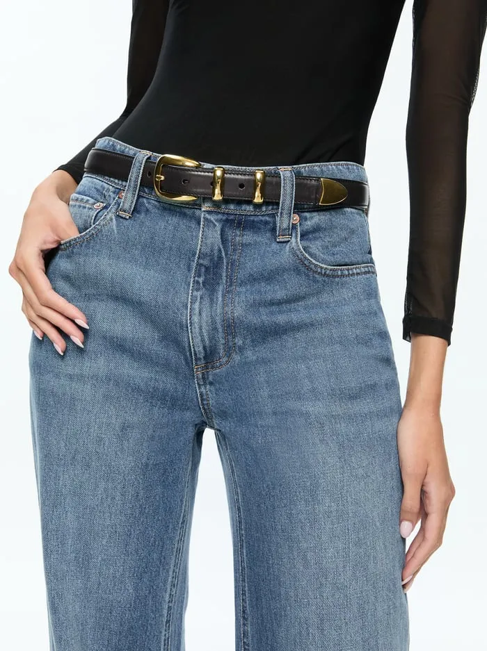 Women Alice Olivia Hayden Buckle Belt Blackgold