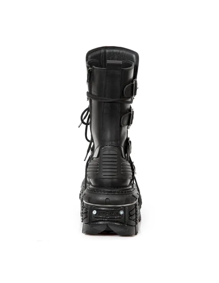 Women Ankle Boot Black Imperfect With Laces MTank002C1 New Rock Platform