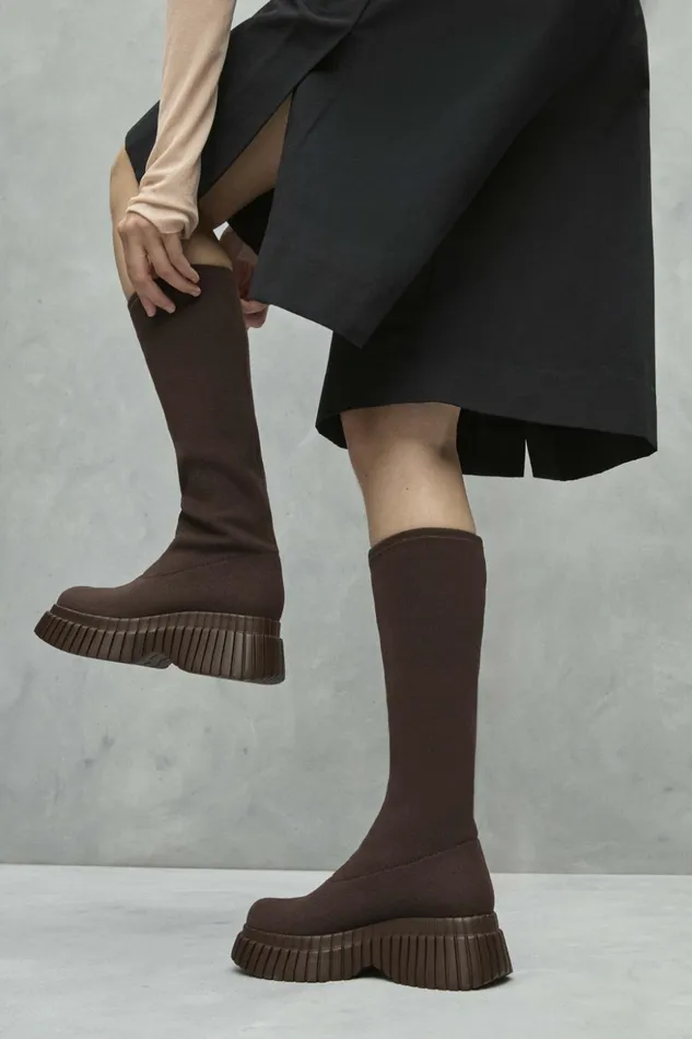 Women BCN TENCEL Brown Textile Boots Camper Boots Women BCN TENCEL Brown Textile Boots Camper Boots