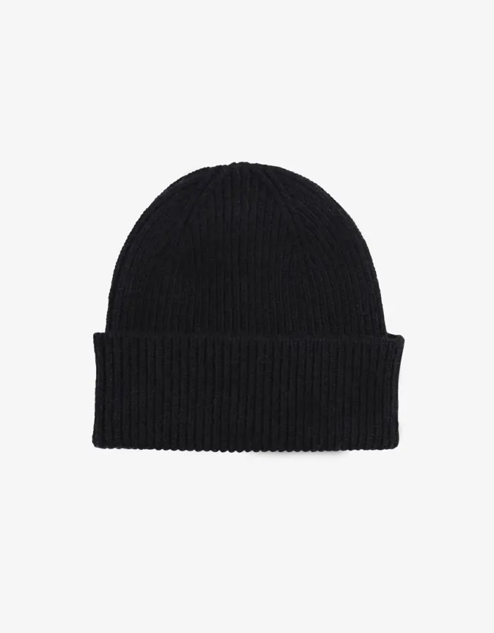 Women Beanies Colorful Standard Merino Wool Beanie Deep Black