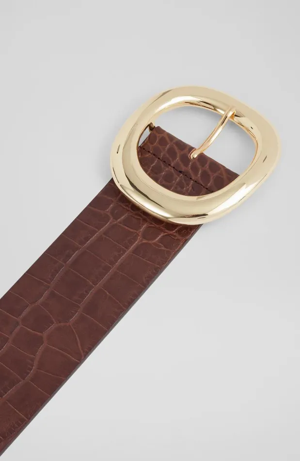 Women Belts LKBennett Bromley Brown CrocEffect Leather Belt Women Belts LKBennett Bromley Brown CrocEffect Leather Belt