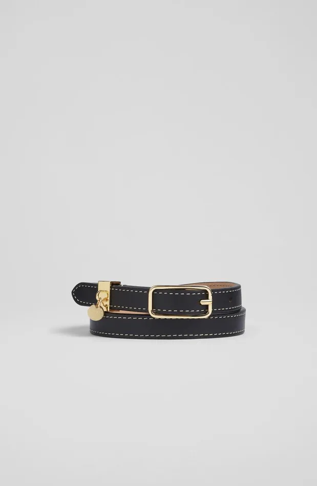 Women Belts LKBennett Molly Black Leather Skinny Belt Women Belts LKBennett Molly Black Leather Skinny Belt