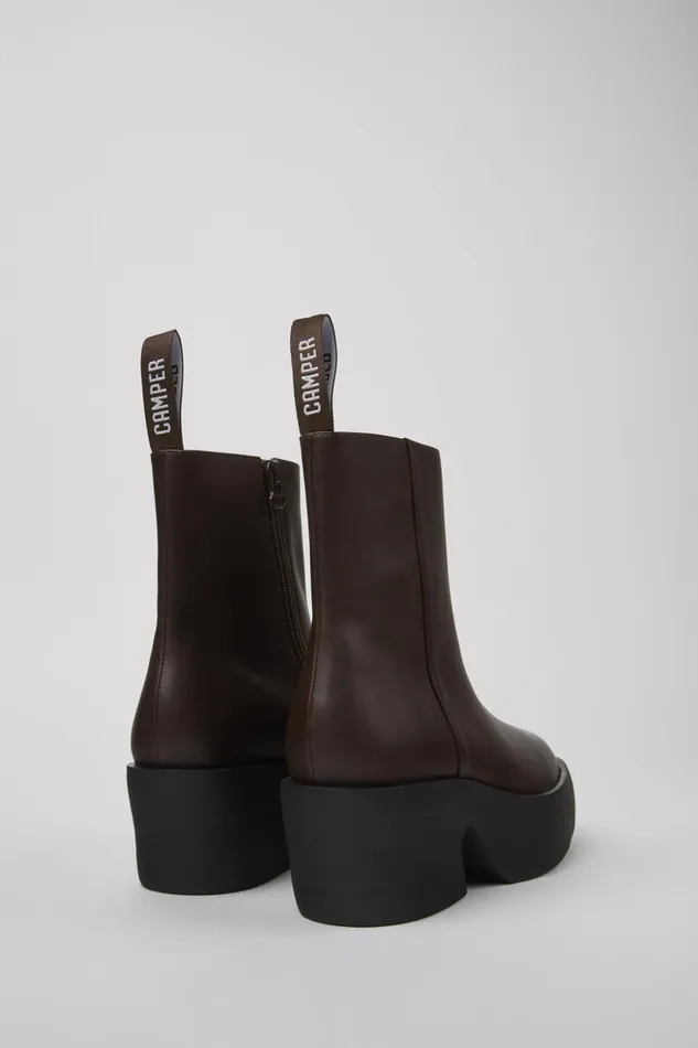 Women Billie Brown Leather Boots Camper Ankle Boots Women Billie Brown Leather Boots Camper Ankle Boots