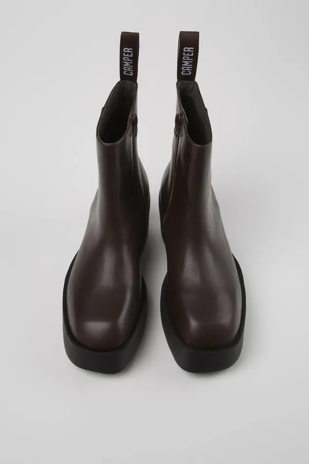 Women Billie Brown Leather Boots Camper Ankle Boots Women Billie Brown Leather Boots Camper Ankle Boots