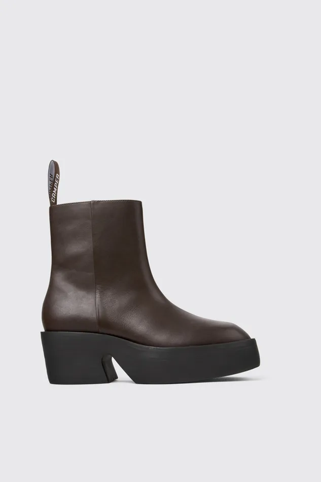 Women Billie Brown Leather Boots Camper Ankle Boots Women Billie Brown Leather Boots Camper Ankle Boots
