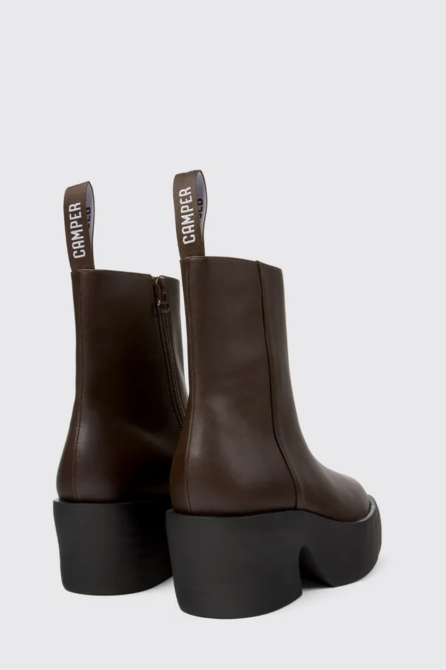 Women Billie Brown Leather Boots Camper Ankle Boots Women Billie Brown Leather Boots Camper Ankle Boots