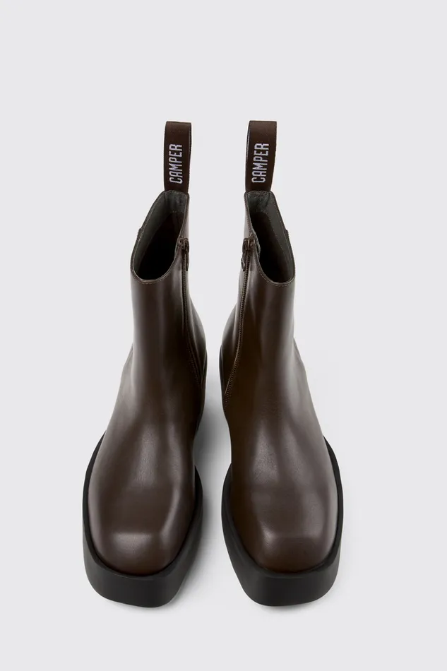 Women Billie Brown Leather Boots Camper Ankle Boots Women Billie Brown Leather Boots Camper Ankle Boots