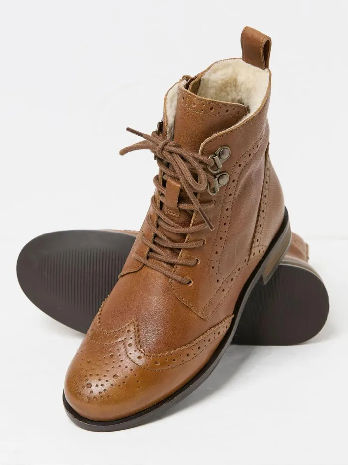 Women Boots Fat Face Anwen Brown Brogue Ankle Boots