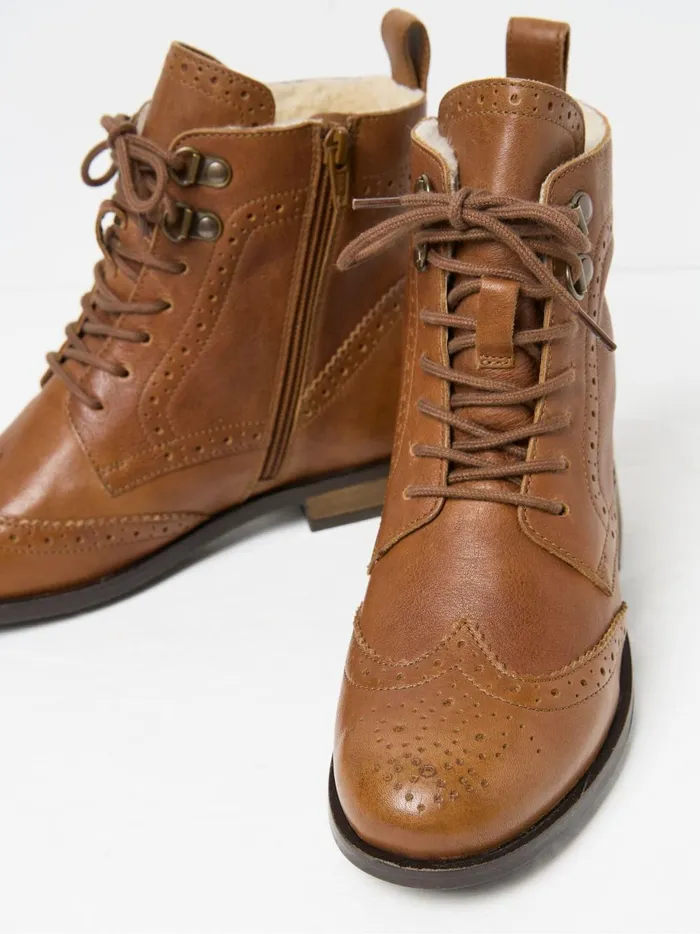 Women Boots Fat Face Anwen Brown Brogue Ankle Boots