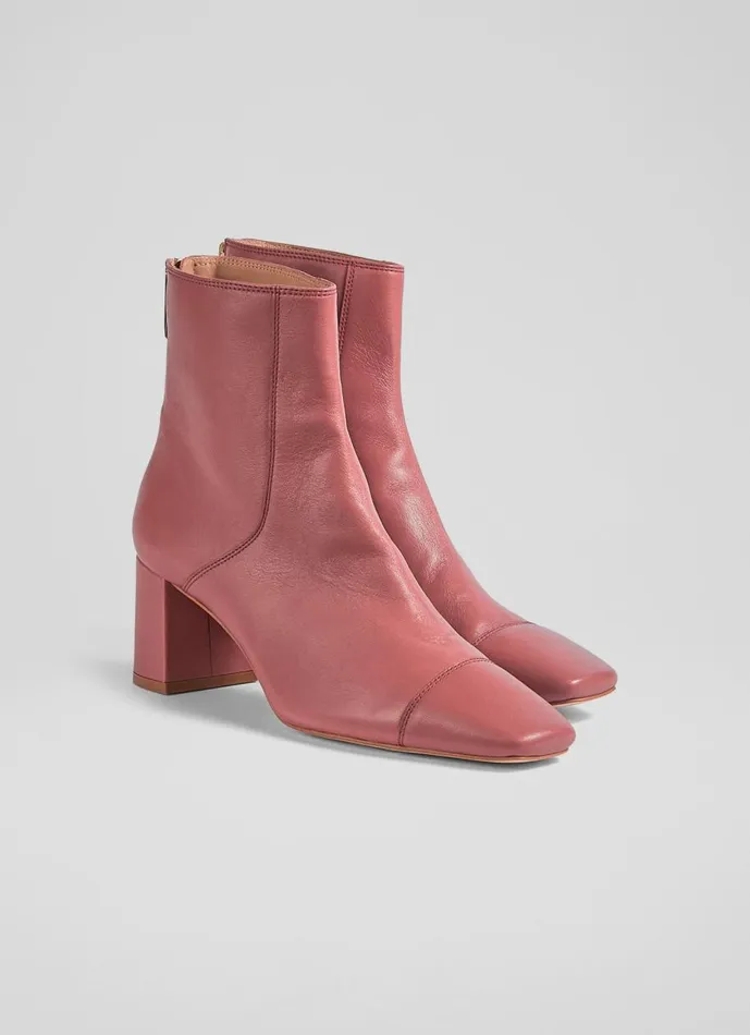 Women Boots LKBennett Maxine Rose Leather StitchDetail Ankle Boots Dark Rose Women Boots LKBennett Maxine Rose Leather StitchDetail Ankle Boots Dark Rose