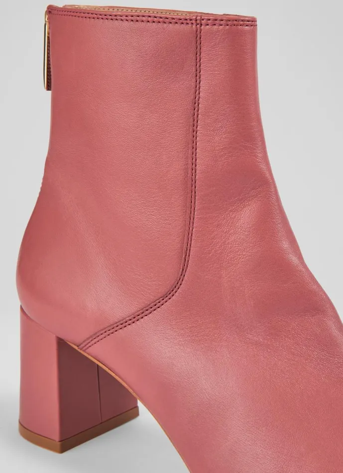 Women Boots LKBennett Maxine Rose Leather StitchDetail Ankle Boots Dark Rose Women Boots LKBennett Maxine Rose Leather StitchDetail Ankle Boots Dark Rose