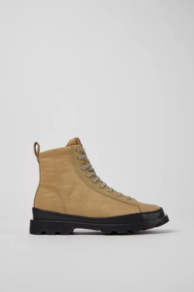 Women Brutus Beige Textile And Leather Ankle Boots Camper Ankle Boots Women Brutus Beige Textile And Leather Ankle Boots Camper Ankle Boots