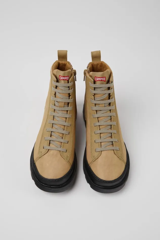 Women Brutus Beige Textile And Leather Ankle Boots Camper Ankle Boots Women Brutus Beige Textile And Leather Ankle Boots Camper Ankle Boots