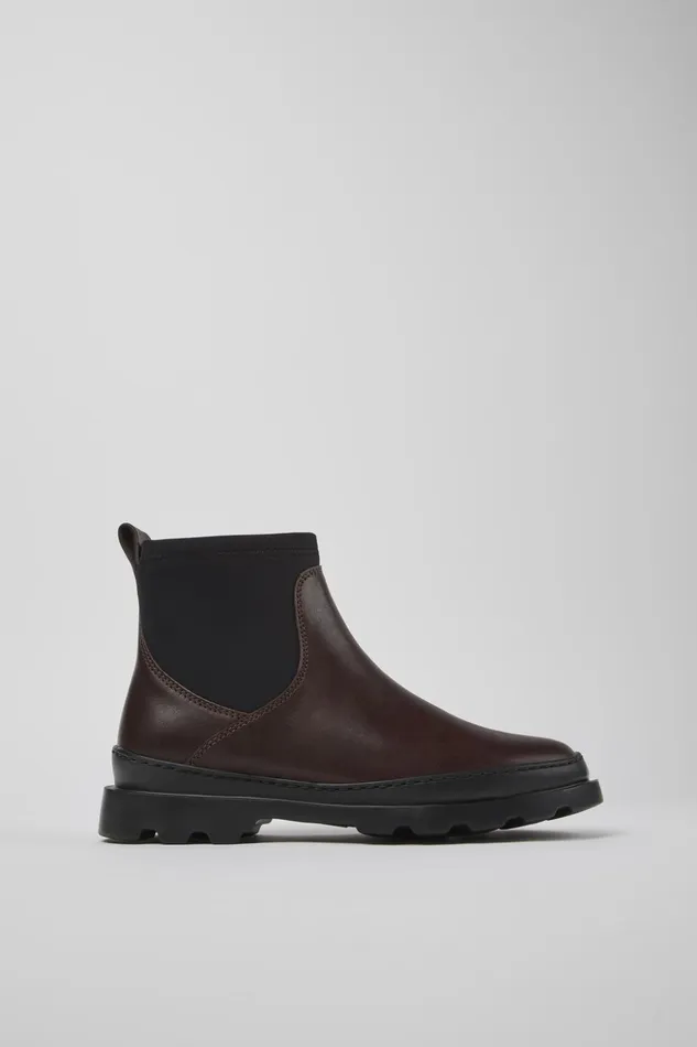Women Brutus Brown Leather And Textile Ankle Boots Camper Ankle Boots Women Brutus Brown Leather And Textile Ankle Boots Camper Ankle Boots