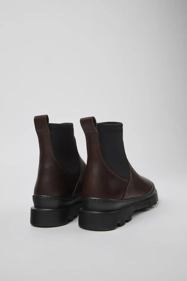 Women Brutus Brown Leather And Textile Ankle Boots Camper Ankle Boots Women Brutus Brown Leather And Textile Ankle Boots Camper Ankle Boots