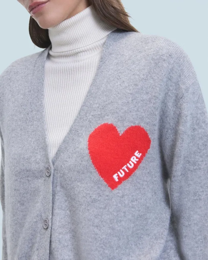 Women Cashmere Sweaters From Future Light Heart Cardigan Sweater Dark Heather Gray