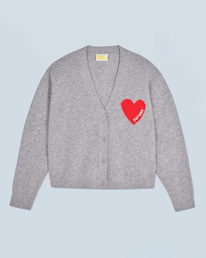 Women Cashmere Sweaters From Future Light Heart Cardigan Sweater Dark Heather Gray