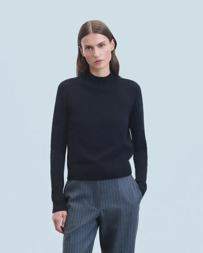 Women Cashmere Sweaters From Future Lightweight Mock Neck Sweater Black