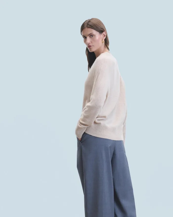 Women Cashmere Sweaters From Future Lightweight Oversized Crewneck Sweater Heather Beige