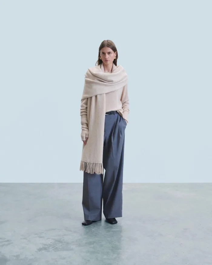 Women Cashmere Sweaters From Future Lightweight Oversized Crewneck Sweater Heather Beige