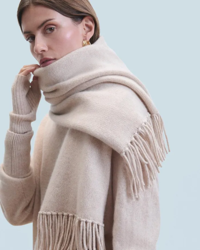 Women Cashmere Sweaters From Future Lightweight Oversized Crewneck Sweater Heather Beige