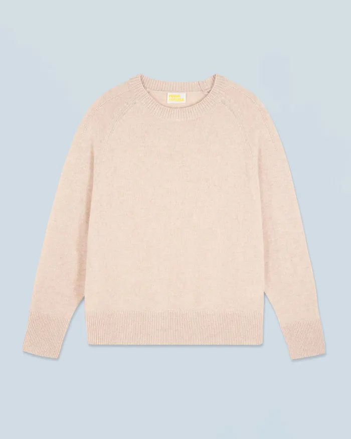 Women Cashmere Sweaters From Future Lightweight Oversized Crewneck Sweater Heather Beige