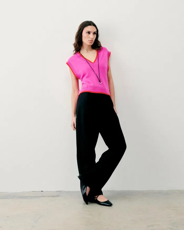 Women Cashmere Sweaters From Future TwoTone Sleeveless Sweater Tropical Pink