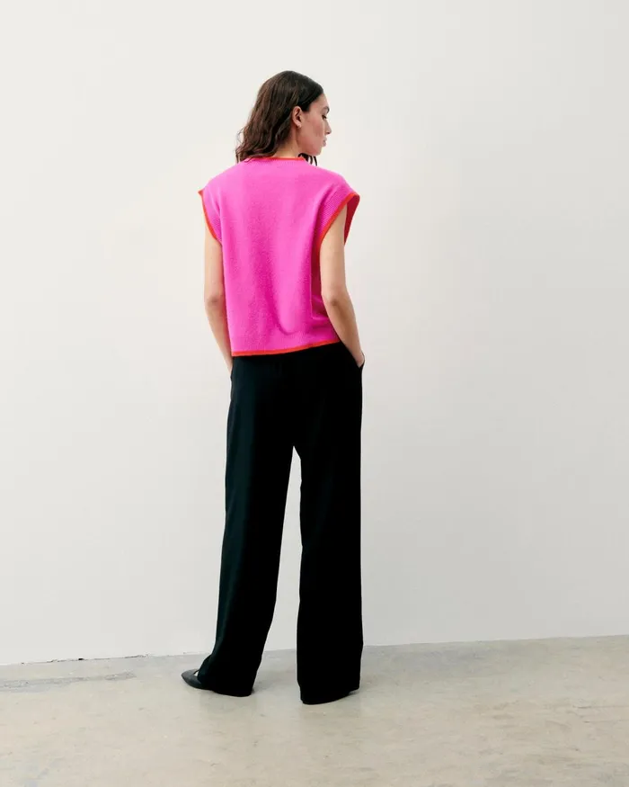 Women Cashmere Sweaters From Future TwoTone Sleeveless Sweater Tropical Pink