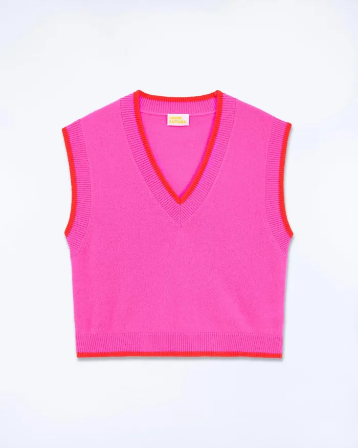 Women Cashmere Sweaters From Future TwoTone Sleeveless Sweater Tropical Pink