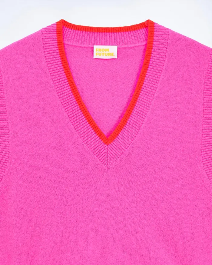 Women Cashmere Sweaters From Future TwoTone Sleeveless Sweater Tropical Pink