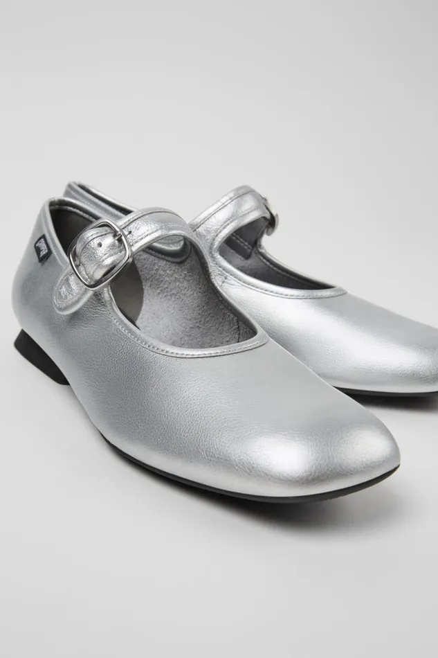 Women Casi Myra Silver Leather Shoes Camper Formal Shoes