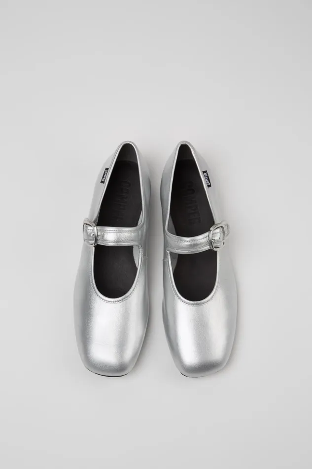 Women Casi Myra Silver Leather Shoes Camper Formal Shoes Women Casi Myra Silver Leather Shoes Camper Formal Shoes