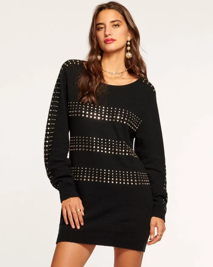 Women Celine Embellished Sweater Dress Black Ramy Brook Dresses